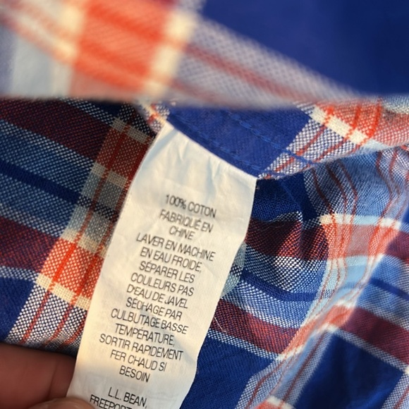 LL Bean Traditional Fit Blue & Red Plaid Button-Up Shirt XXL Reg Cotton 285277 - Picture 5 of 5